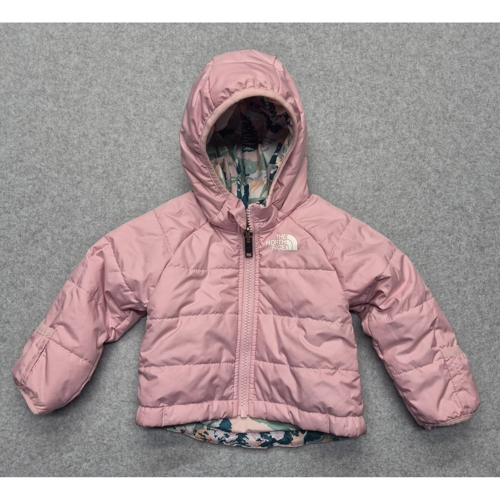 The North Face Reversible Perrito Jacket Baby 0-3M Floral Puffer Hooded Coat